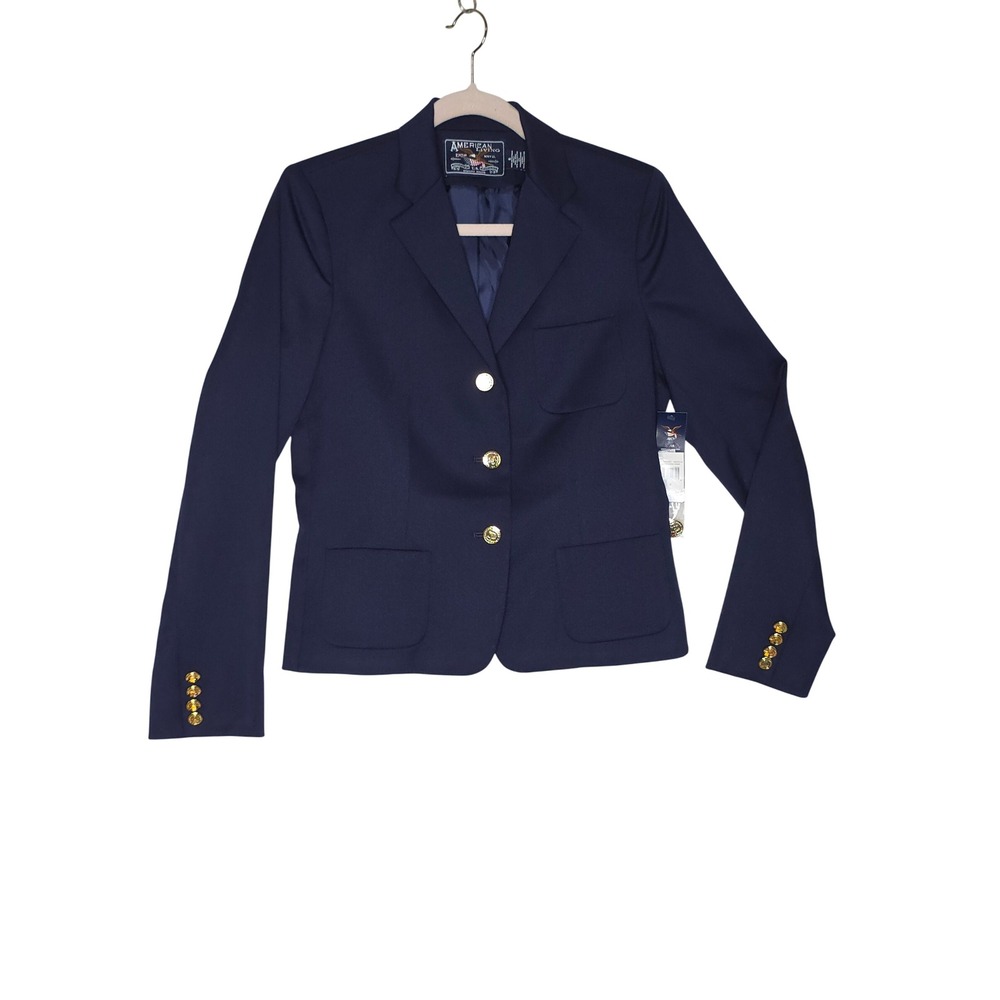 NWT American Living W's NavyBlue Wool Blend Gold Button Blazer Jacke
t Size6